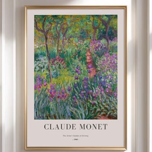 Claude Monet - The Artist’s Garden in Giverny 1900 - Framed Wall Art - Oil Painting - Large Wall Art - Green Landscape Painting