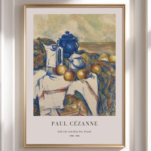 Cezanne Still Life Print: Blue Pot, French Painting, Rustic Decor