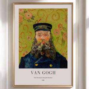 Vincent Van Gogh - The Postman (Joseph Roulin) 1888 - Framed Wall Art - Oil Painting -  Large Wall Art - Vintage Wall Art