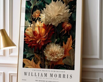 Dark Floral Print with Cream and Orange Blooms in Vintage Style for Bedroom