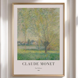 Lámina enmarcada de Monet "Los Sauces": Pintura de paisaje, arte mural con árboles verdes
