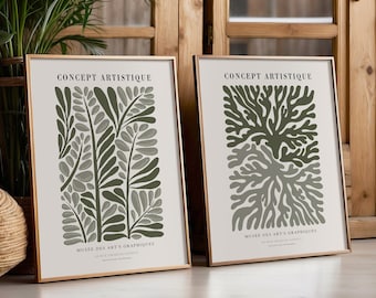 Sage Green Botanical Gallery Wall Set of 2 Prints, Botanical Wall Art, Sage Green Wall Art, Botanical Prints, Green Wall Decor, DIGITAL