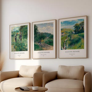 Renoir Poster Set of 3 – Impressionist Vintage Paintings, Classic Museum Art Prints, French Landscape Wall Decor image 1