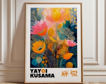 Botanical Wall Decor, Contemporary Japanese Flower Artwork,  Floral Print