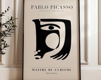 Picasso Print, Framed Wall Art Abstract Art, Maximalist Decor, Cubism Wall Art, Mid Century Modern, Minimalist Wall Art,Housewarming Gift