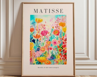 Colorful Matisse Flowers Print: Framed Mid-Century Modern Botanical Wall Art