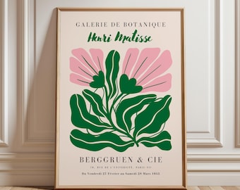 Matisse Flower Market Print: Pink & Green Botanical Wall Art