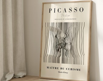 Picasso The Kiss Print - Framed Wall Art - Wall Decor - Minimalist Wall Art - Large Wall Art - Mid Century Modern - Housewarming Gift