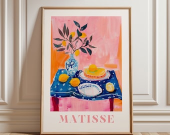 Pink Matisse Zitrone Print: Gerahmte Küchen Kunst