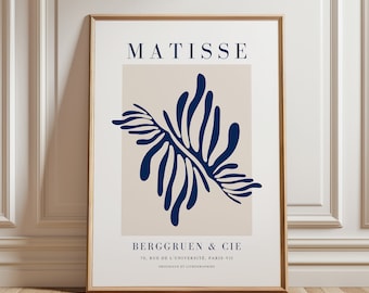 Blue Matisse Print: Mid-Century Modern Framed Wall Art