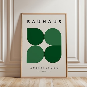 Grüne Bauhaus Drucke - Gerahmte Wandkunst - Mid Century Modern - Große Wandkunst - Minimalistische Wandkunst - Geometrische Formen - Grüne Wandkunst