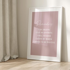 Reminders Print: Pink Motivational Quote Wall Art