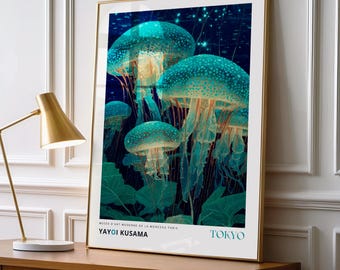 Yayoi Kusama Qualle Wandkunst, Ozean Poster, zeitgenössischer japanischer Meeresdruck