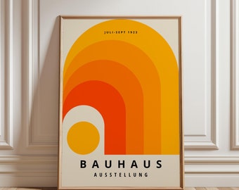 Orange Bauhaus Exhibition Print: Mid-Century Modern Framed Wall Art
