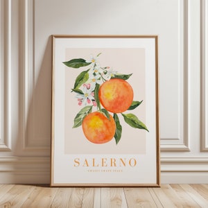 Salerno Orange Print, Framed Wall Art, Italian Kitchen Wall decor, Citrus Fruit Print,  Watercolour Painting, Italian Fruit Print