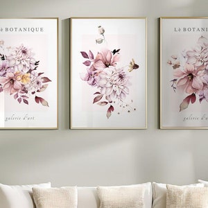 Set of 3 Prints - Framed Wall Art - Gallery Wall Set - Floral Prints - Large Wall Art - Watercolor Wall Art - Housewarming Gift