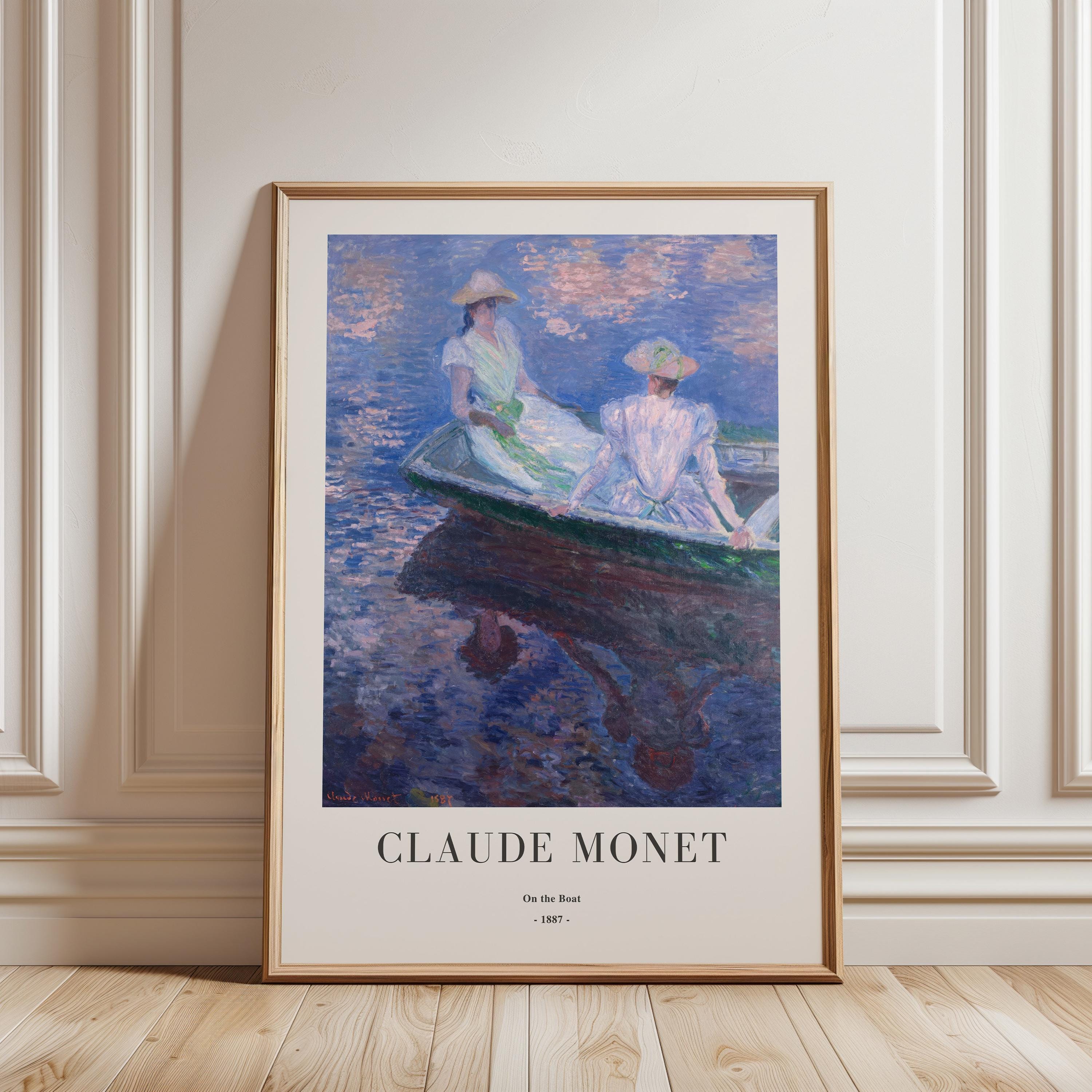 クロード・モネ - 舟の上で - 額入り印象派風景画 - Etsy 日本