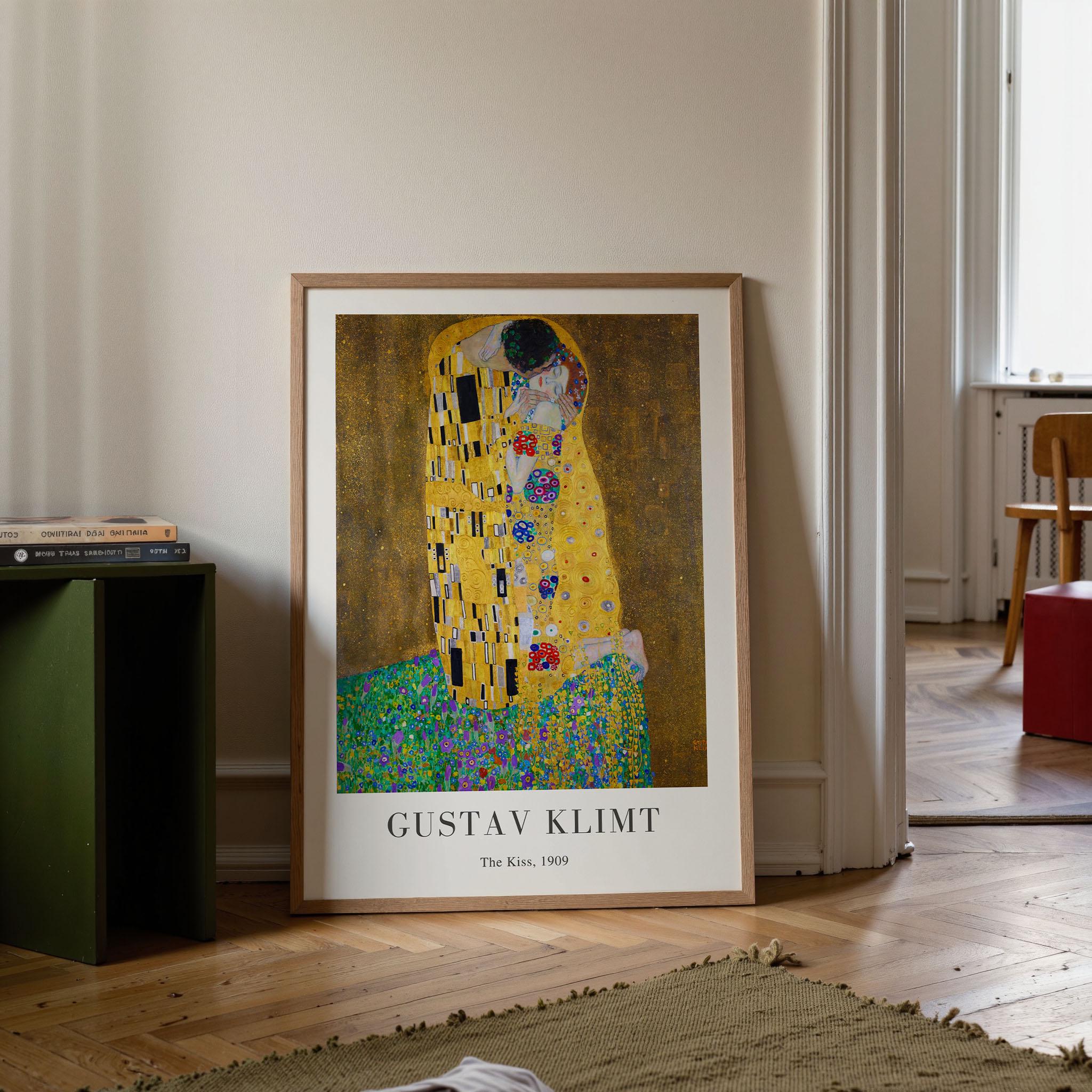グスタフ・クリムト 'THE KISS,1908'  AUTHENTIC 1992 アートプリント Gustav Klimt 'The Kiss' Print - Framed Antique Oil Painting - Etsy