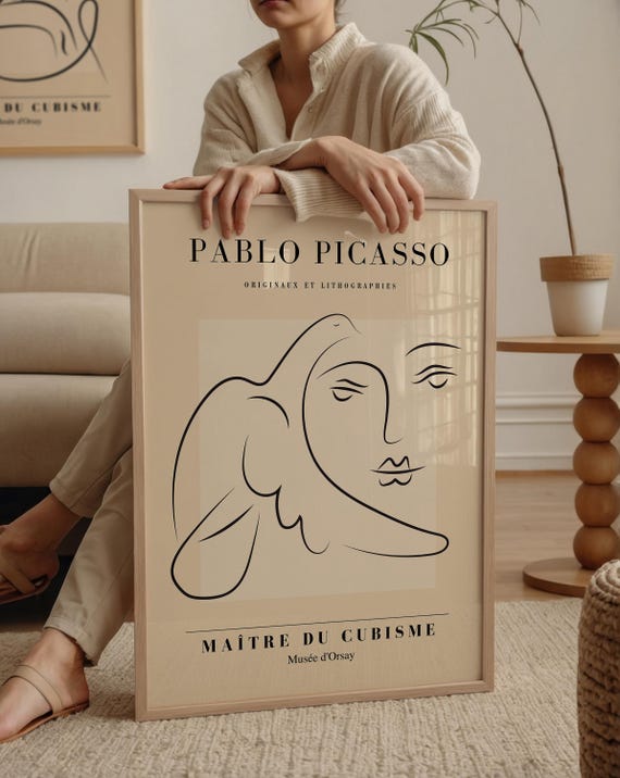 Picasso Dove of Peace Print: Cubism Mid-Century Wall Art - Etsy 日本