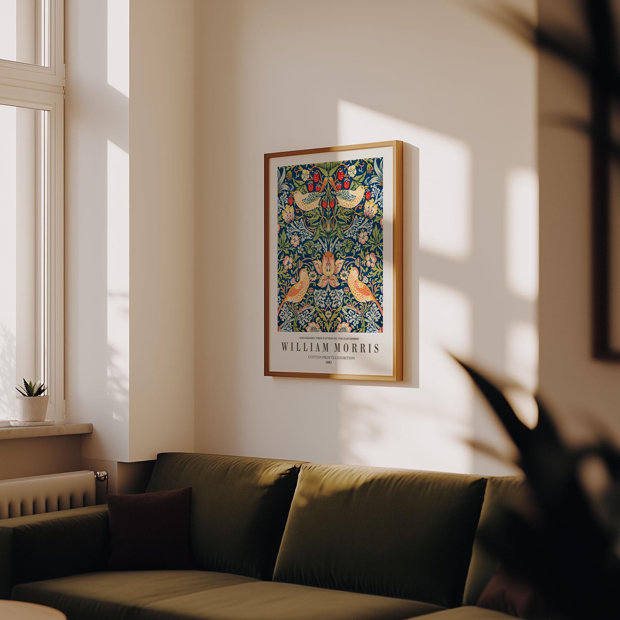 William Morris 'Strawberry Thief' Framed Print: Vintage Botanical