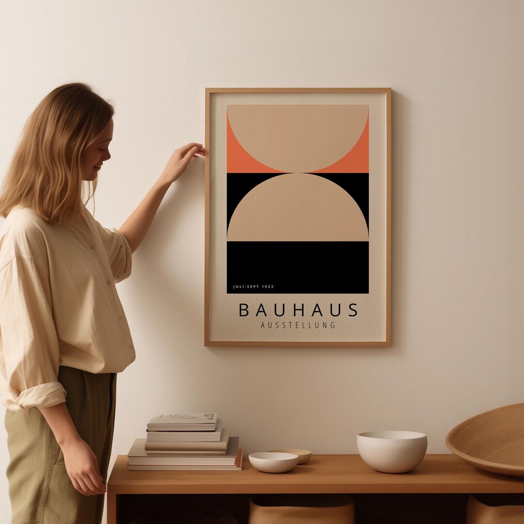Black Orange Bauhaus Print: Mid Century Modern Framed Wall Art - Etsy UK