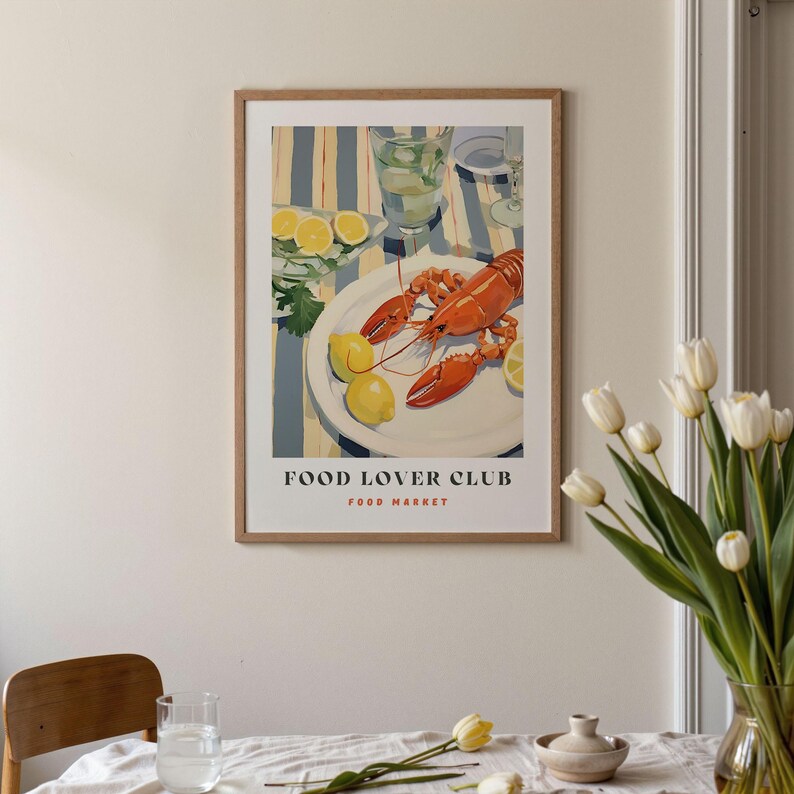 Lobster Print: Food Lover Club Kitchen Wall Art image 9