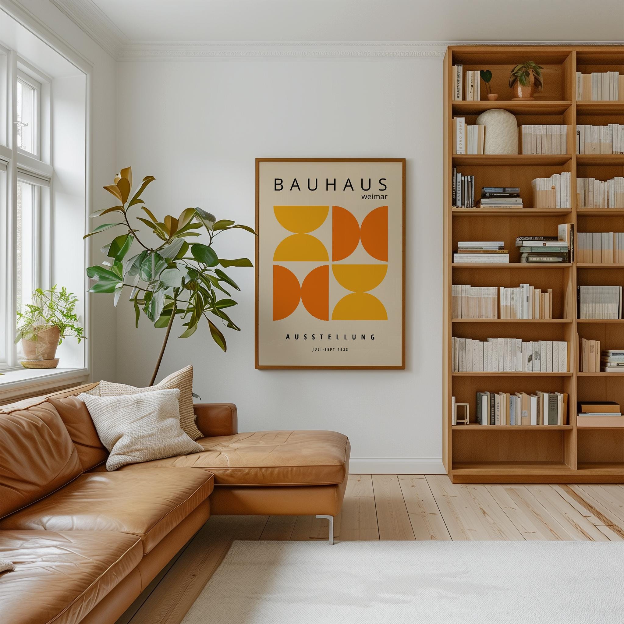 Orange Bauhaus Art Print - Mid Century Modern Framed Wall Art - Etsy