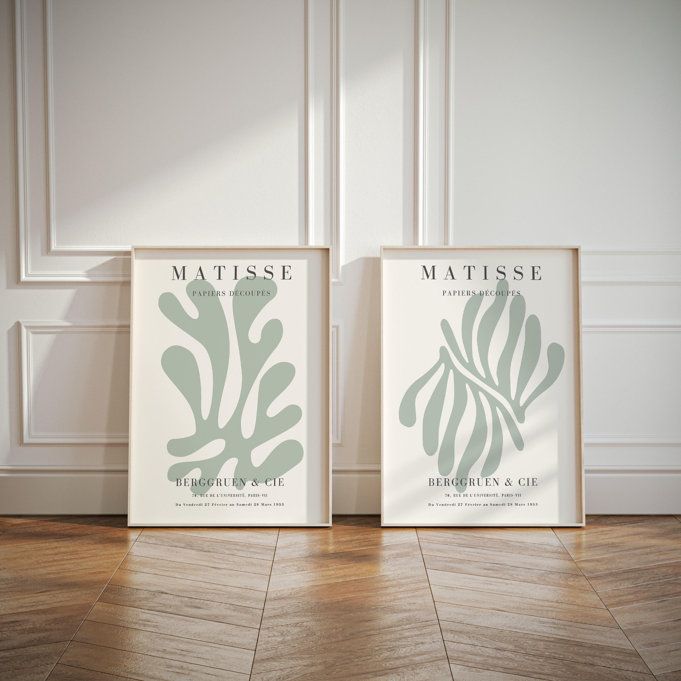 セイ Sage Green Matisse Print Set: Mid-century Modern Framed Wall Art
