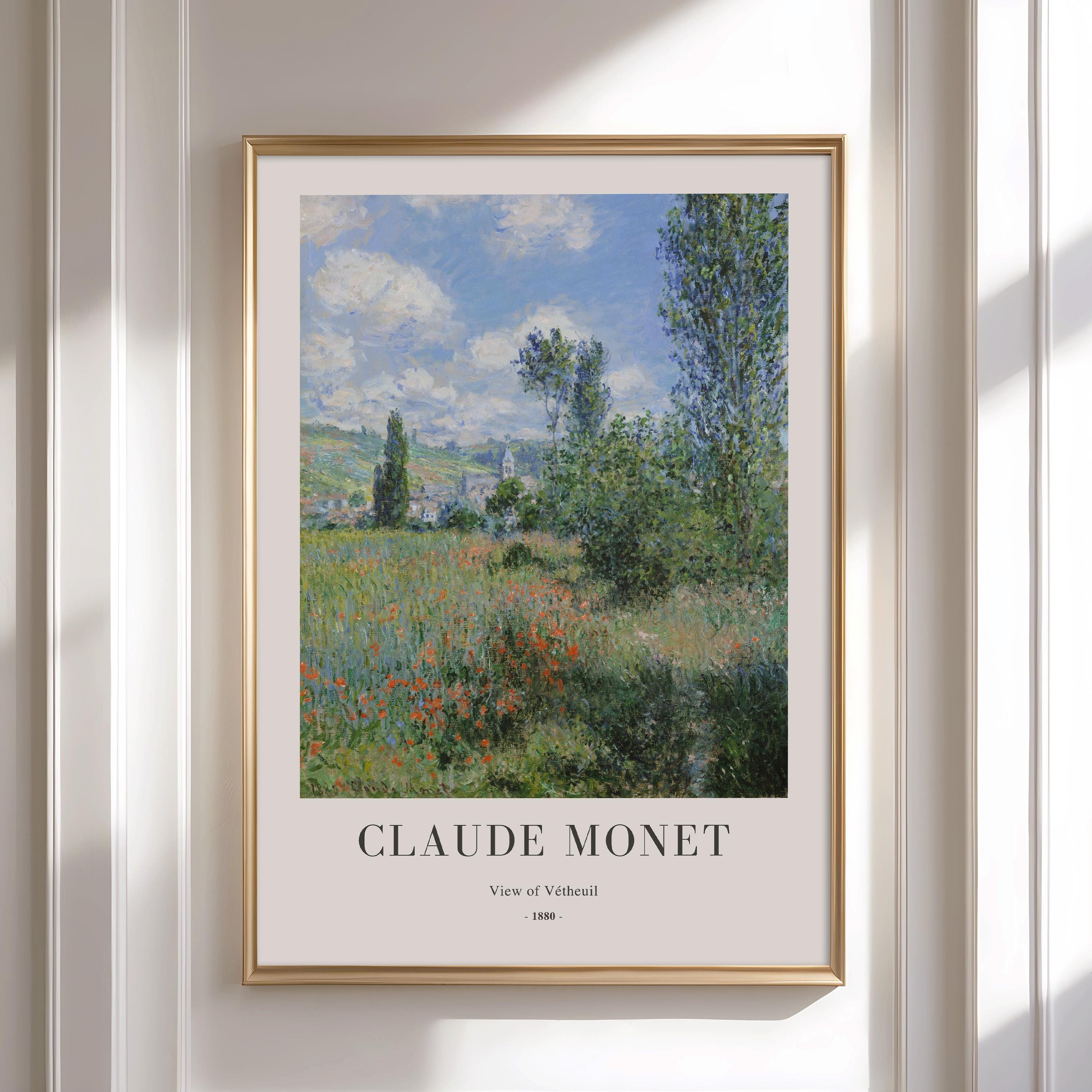 Claude Monet - View of Vetheuil 1880 - Framed Wall Art - Antique Oil Painting - Farmhouse Decor - Large Wall Art