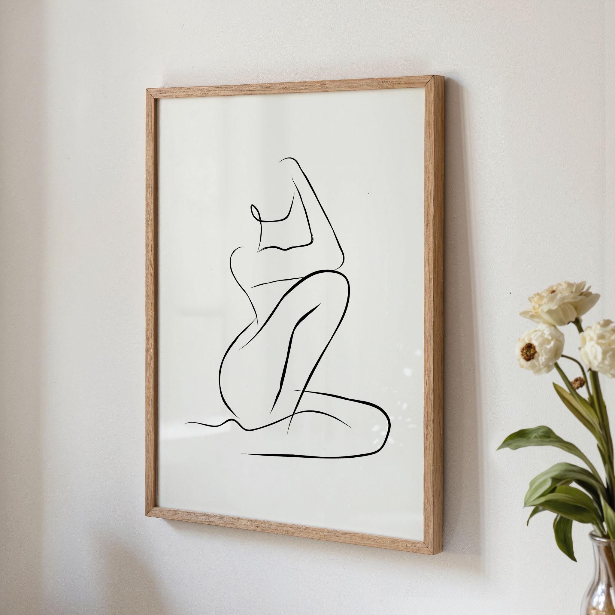 Woman Line Art Print: Minimalist Modern Framed Wall Art - Etsy