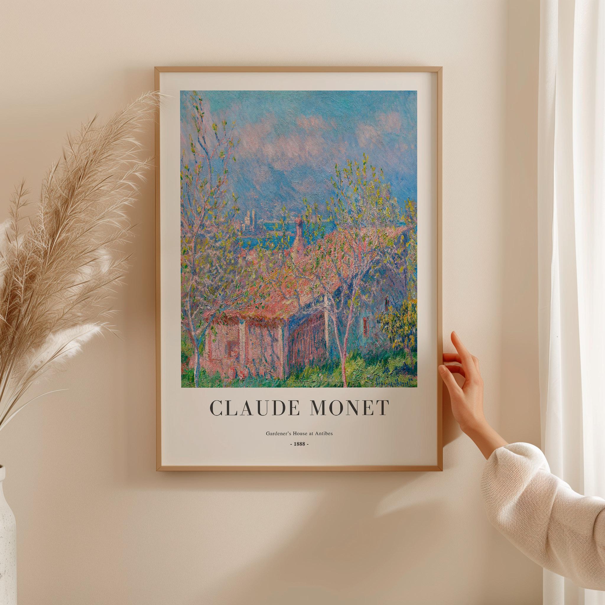 クロード・モネの版画：アンティーブの庭師の家、額入り素朴な風景画