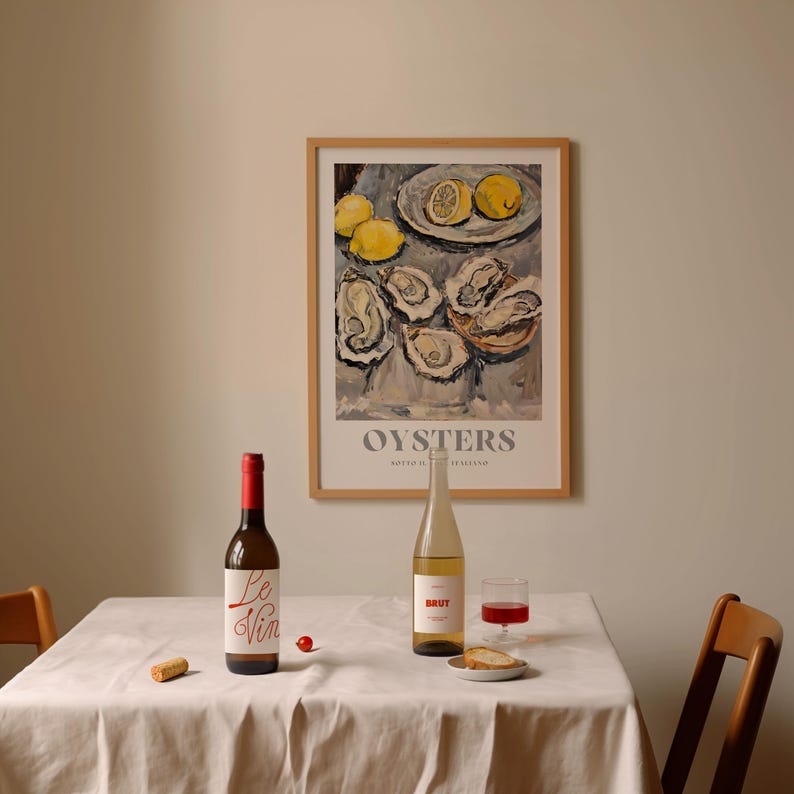 Italian Oysters Illustration: Kitchen Food Wall Art Print image 11