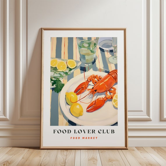 Lobster Print: Food Lover Club Kitchen Wall Art