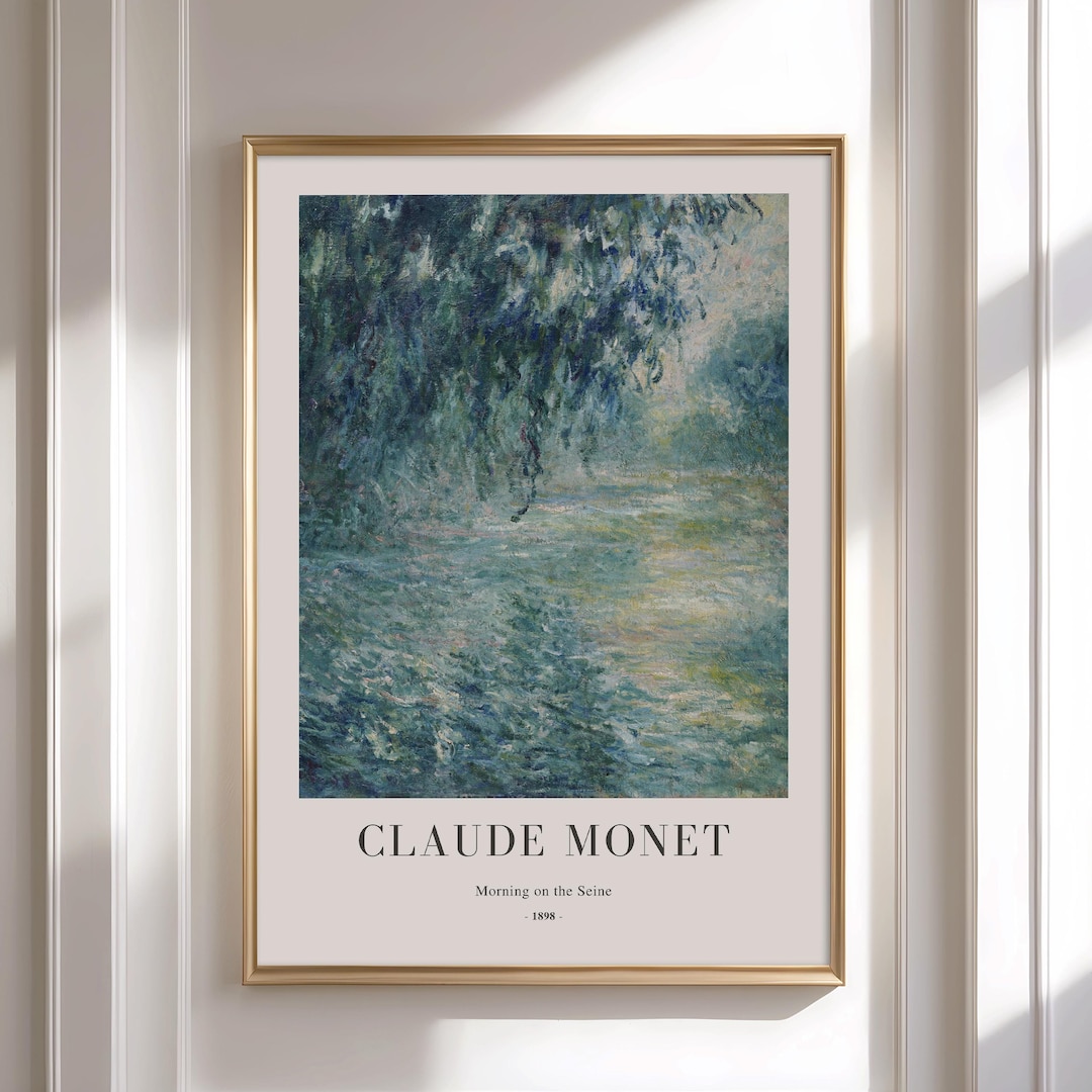 Claude Monet - Morning on the Seine - Framed Vintage Oil Painting