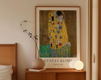 Gustav Klimt 'The Kiss' Print - Framed Antique Oil Painting - Etsy