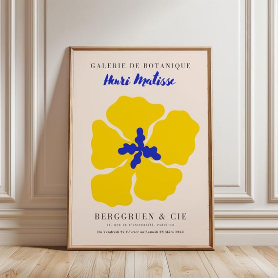 Matisse Inspired Yellow Flower Print: Boho Botanical Wall Art
