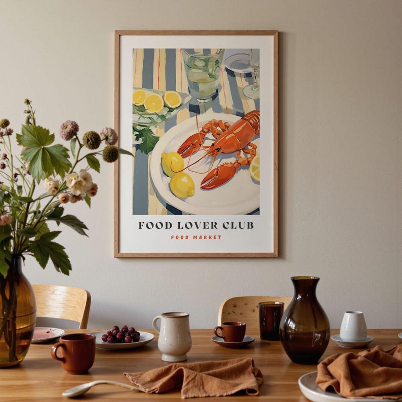 Lobster Print: Food Lover Club Kitchen Wall Art image 10