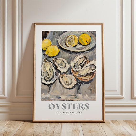 Italian Oysters Illustration: Kitchen Food Wall Art Print