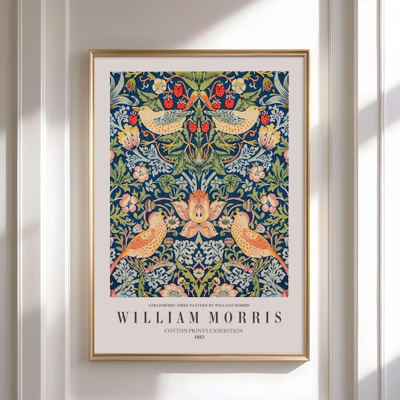William Morris 'Strawberry Thief' Framed Print: Vintage Botanical