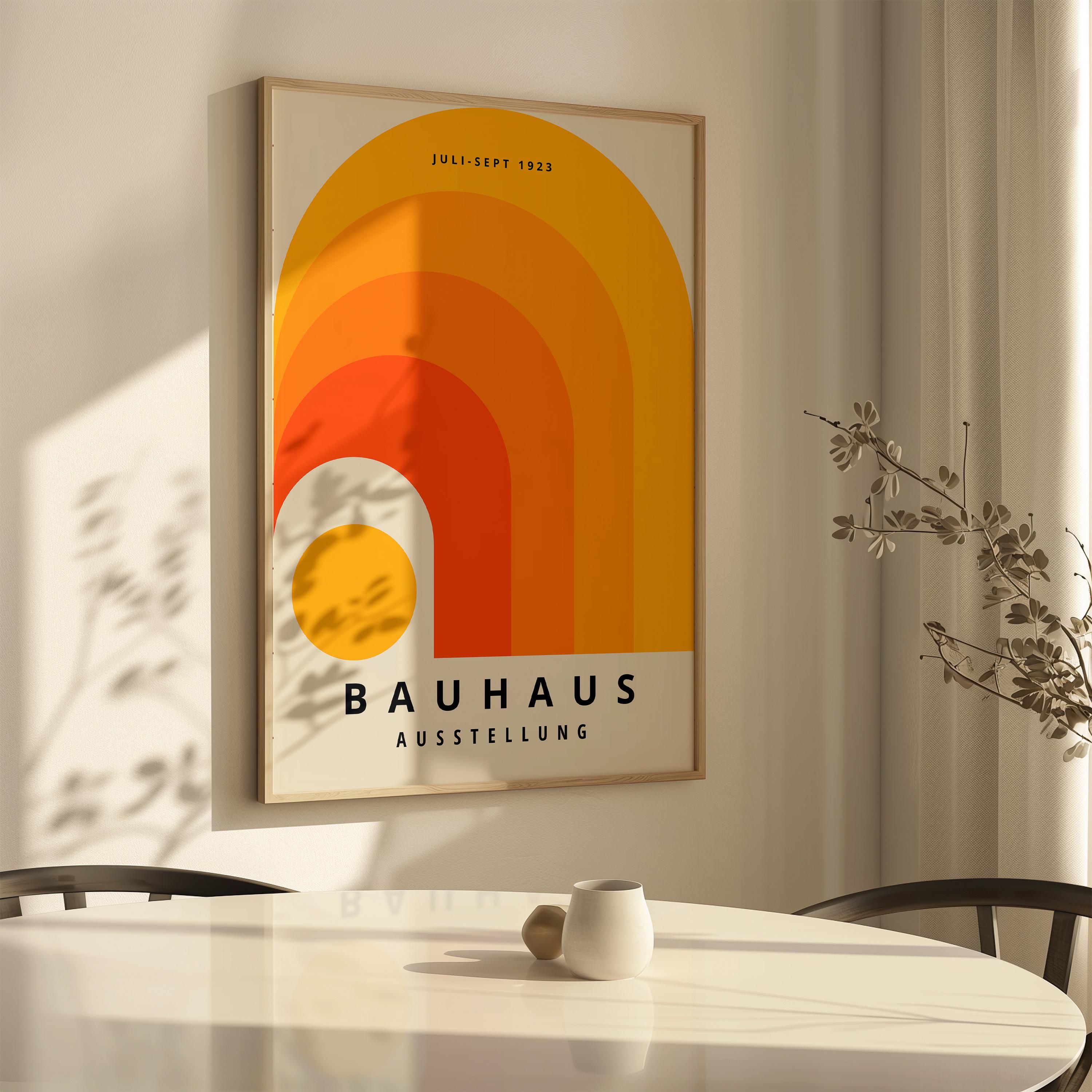 Orange Bauhaus Exhibition Print: Mid-century Modern Framed Wall