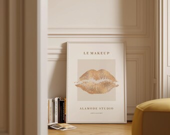 Wall art glamlips beauty Gold Lips Art Print Glam Beauty Wall Decor