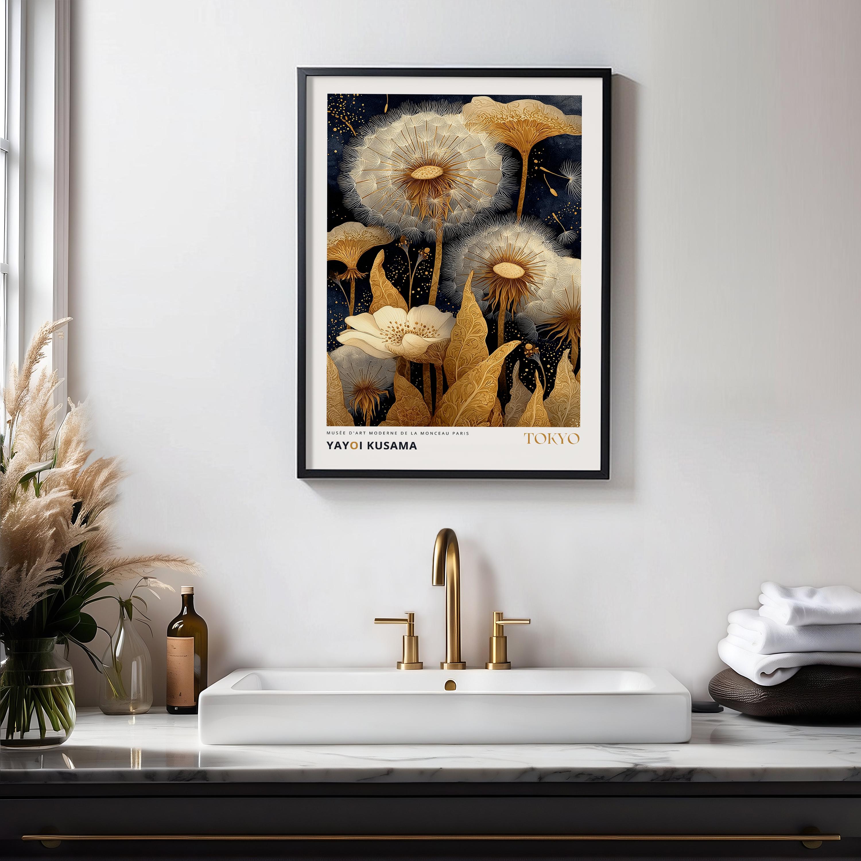 Yayoi Kusama Dandelion Poster, Japanese Botanical Wall Art
