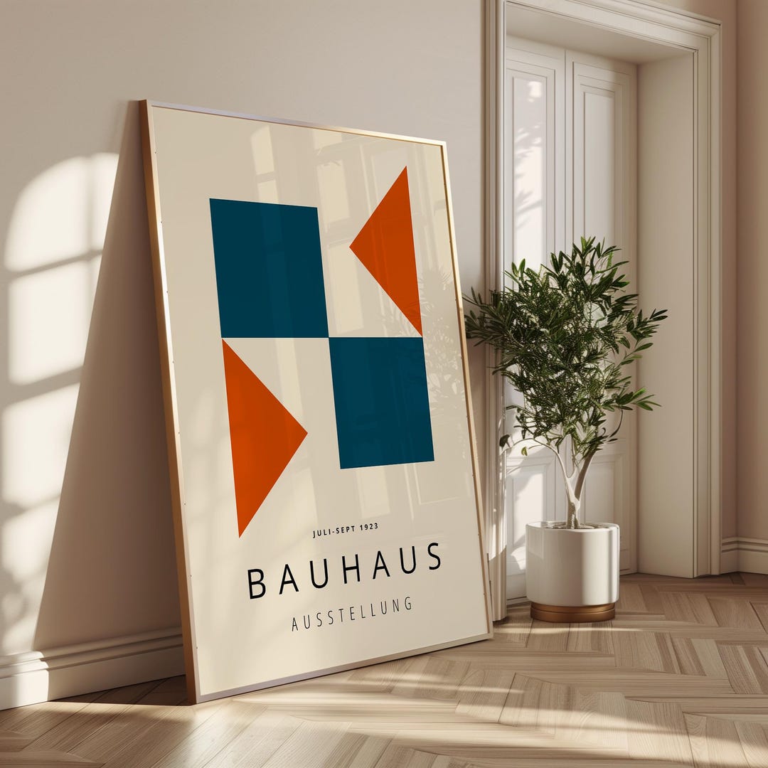 【額装済・A1】Japandi-01　KONTUR / Bauhaus アート Bauhaus Geometric Print: Mid Century Modern Framed Wall Art - Etsy
