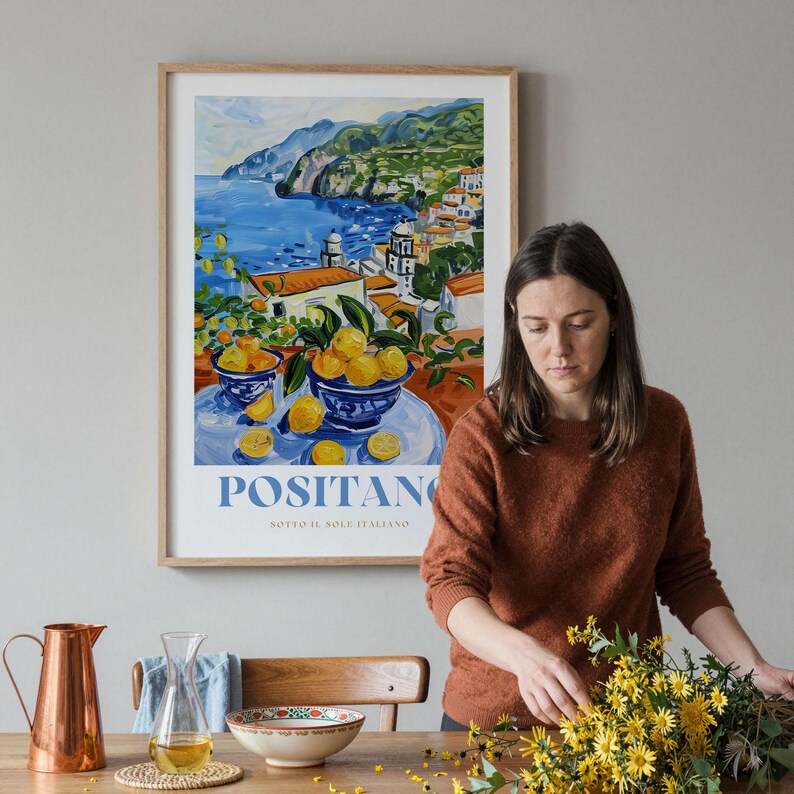 Positano Print: Framed Italian Coastal Wall Art image 7