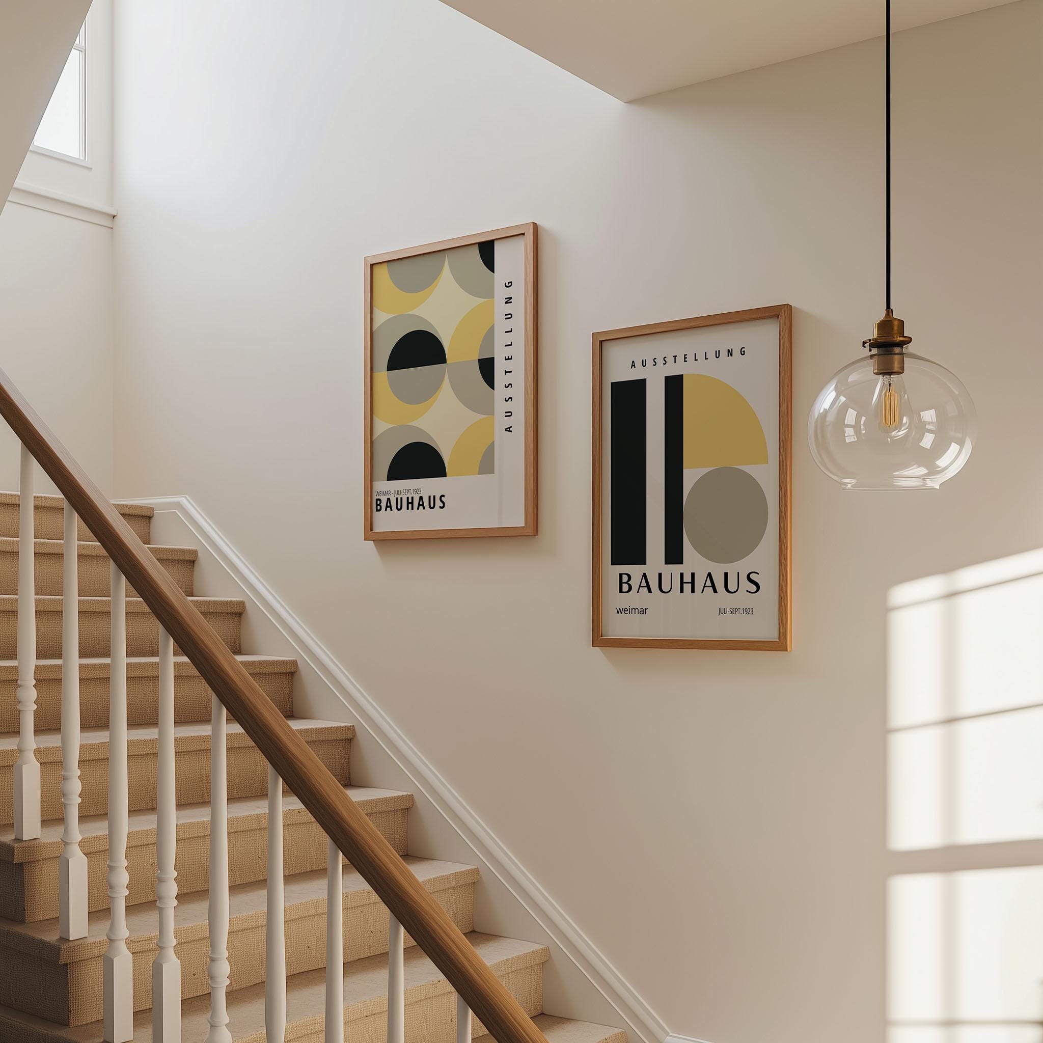 Bauhaus Print Set of 2: Mid-century Modern Abstract Wall Art