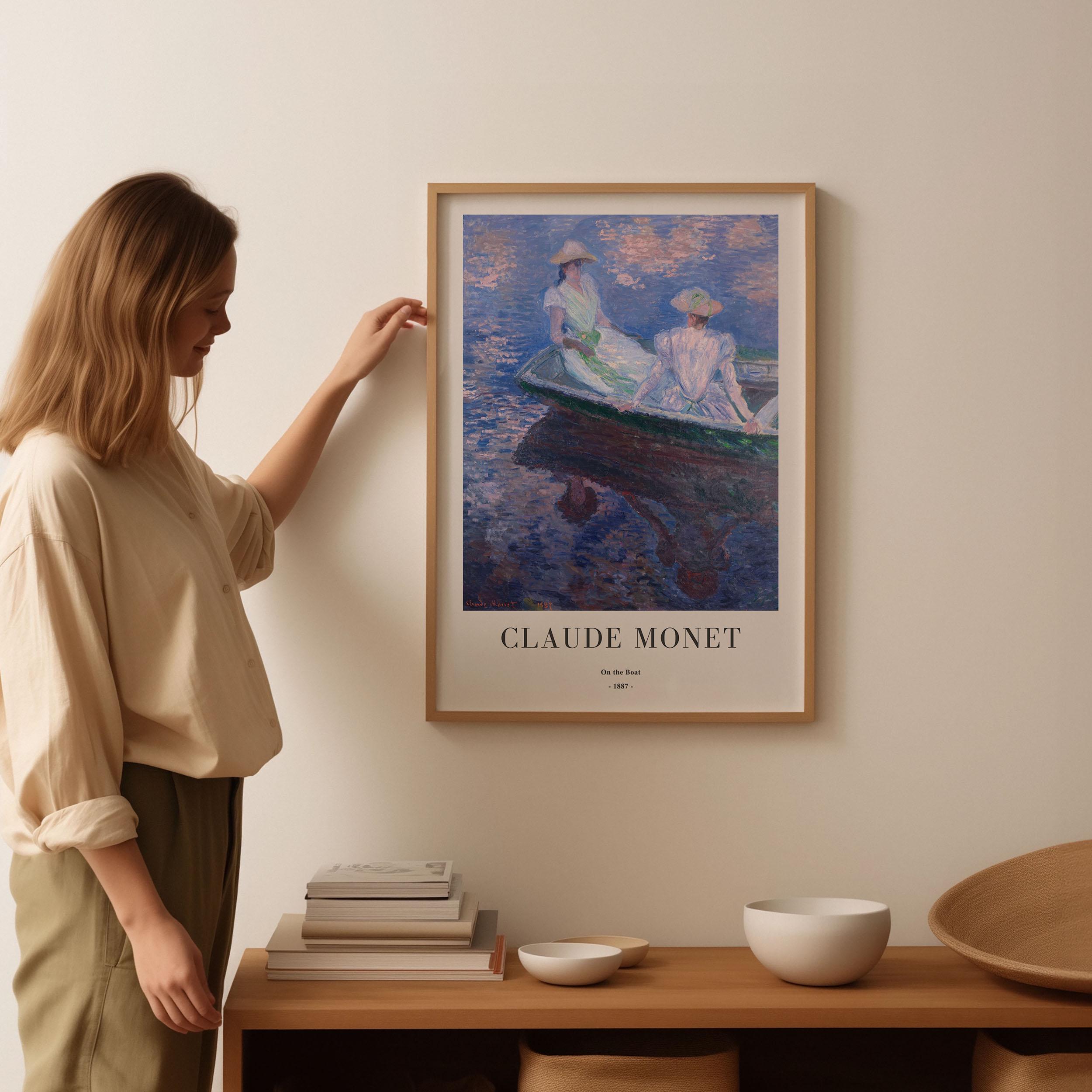 Claude Monet - On the Boat - Framed Impressionist Landscape Art