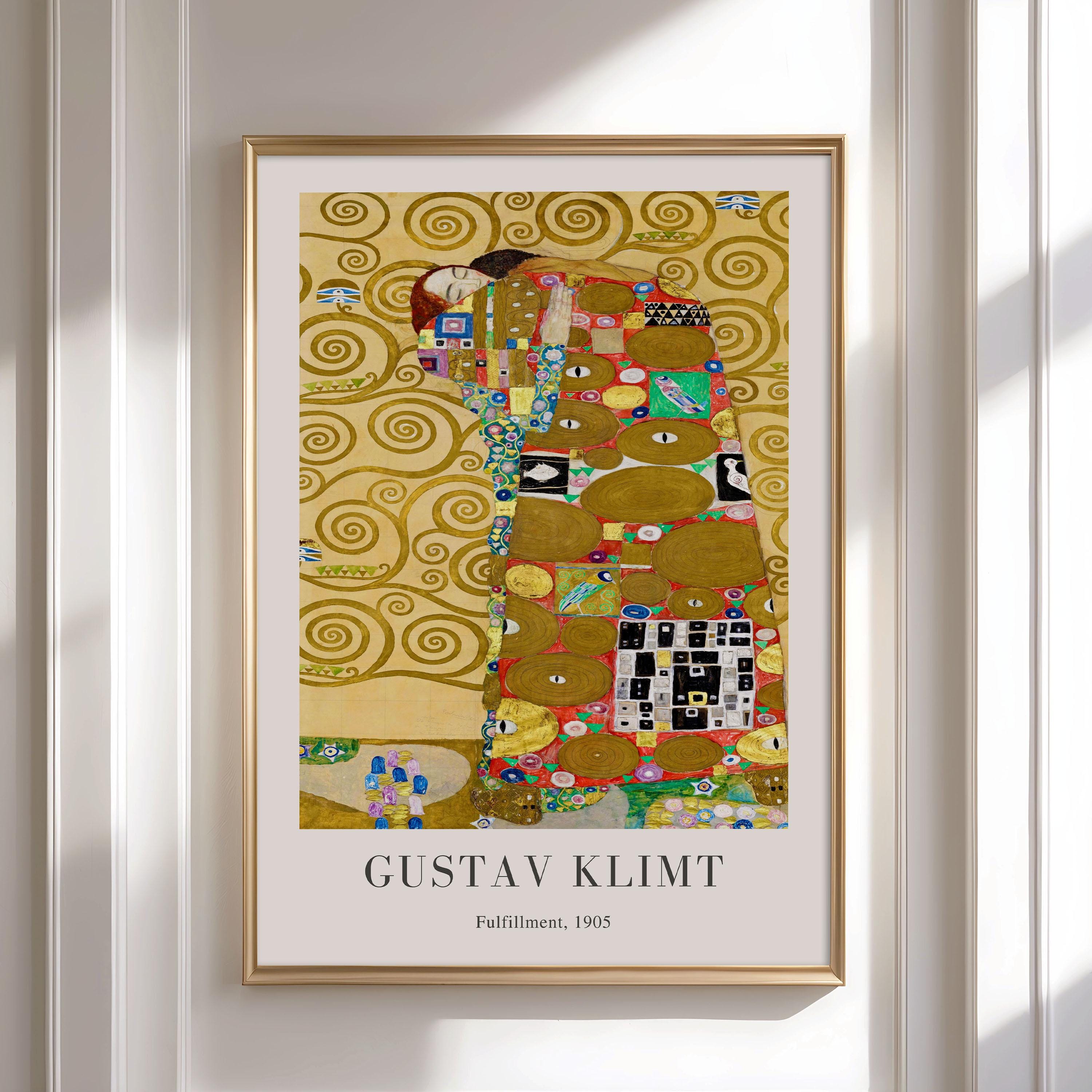 Gustav Klimt 'fulfillment' Print: Framed Antique Oil Painting - Etsy