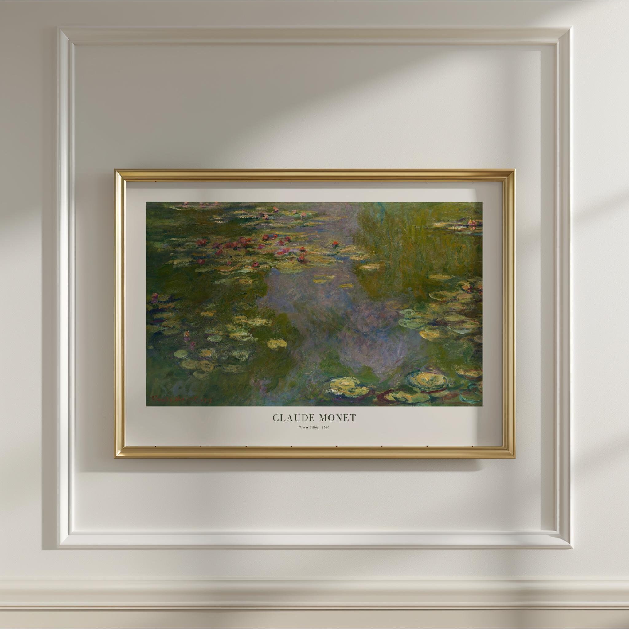 Claude Monet Water Lilies Print: Framed Vintage Landscape Painting
