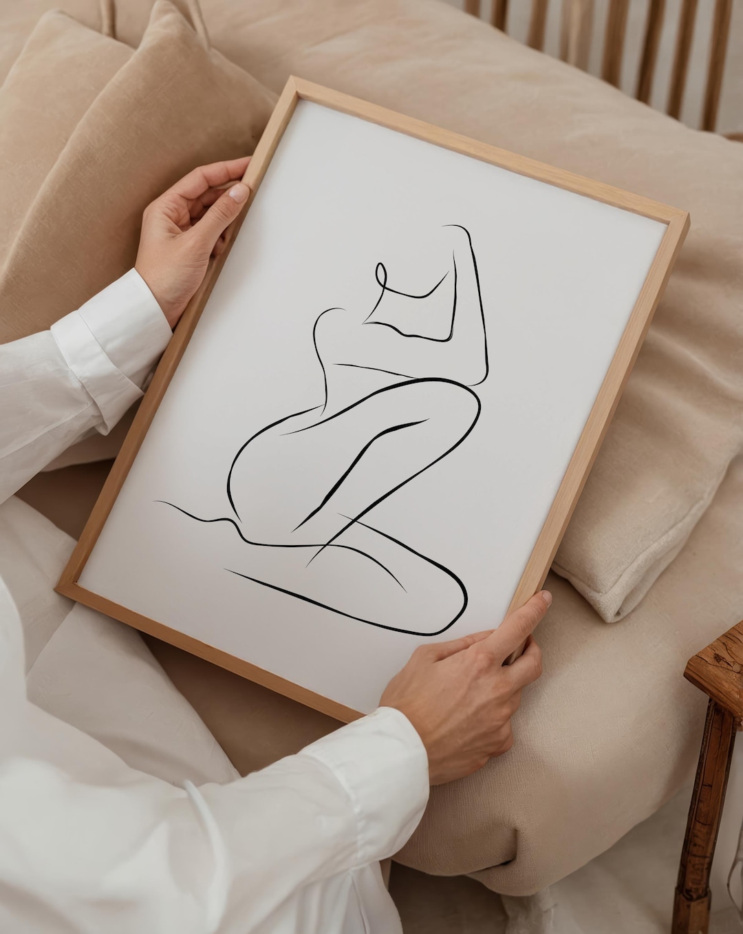 Woman Line Art Print: Minimalist Modern Framed Wall Art - Etsy