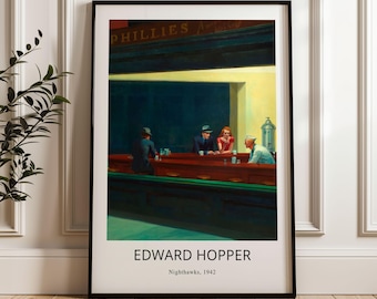 Edward Hopper Nighthawks Print: Vintage Framed Wall Art - Etsy 日本